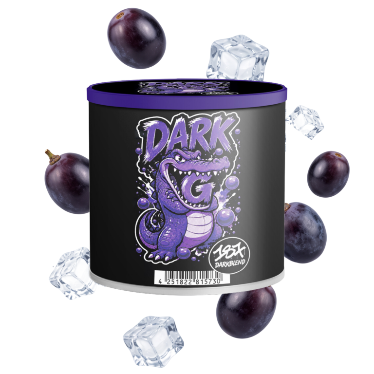 187 Strassenbande Dark G 150g Shisha Tabak – Traube & Ice: schwarze Dose mit dunklen Trauben und Eiswuerfeln