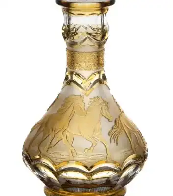 Bol en Cristal César – Goutte – Chevaux Arabes – Ambre