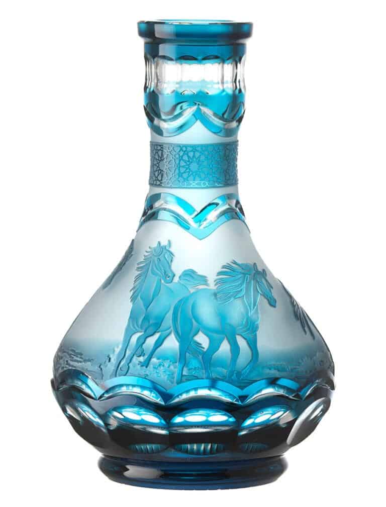 Caesar Crystal Bowl – Drop – Arabic Horses – Azure