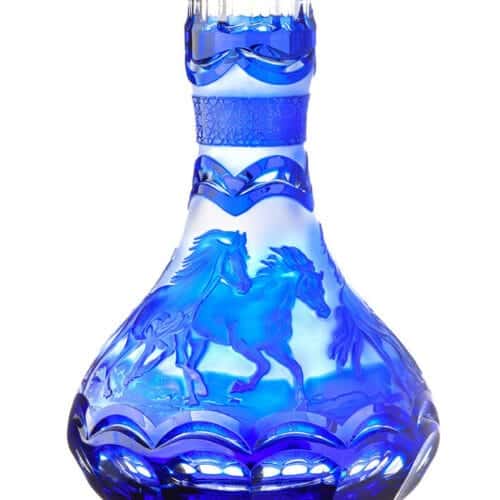 Bol en Cristal César – Goutte – Chevaux Arabes – Bleu