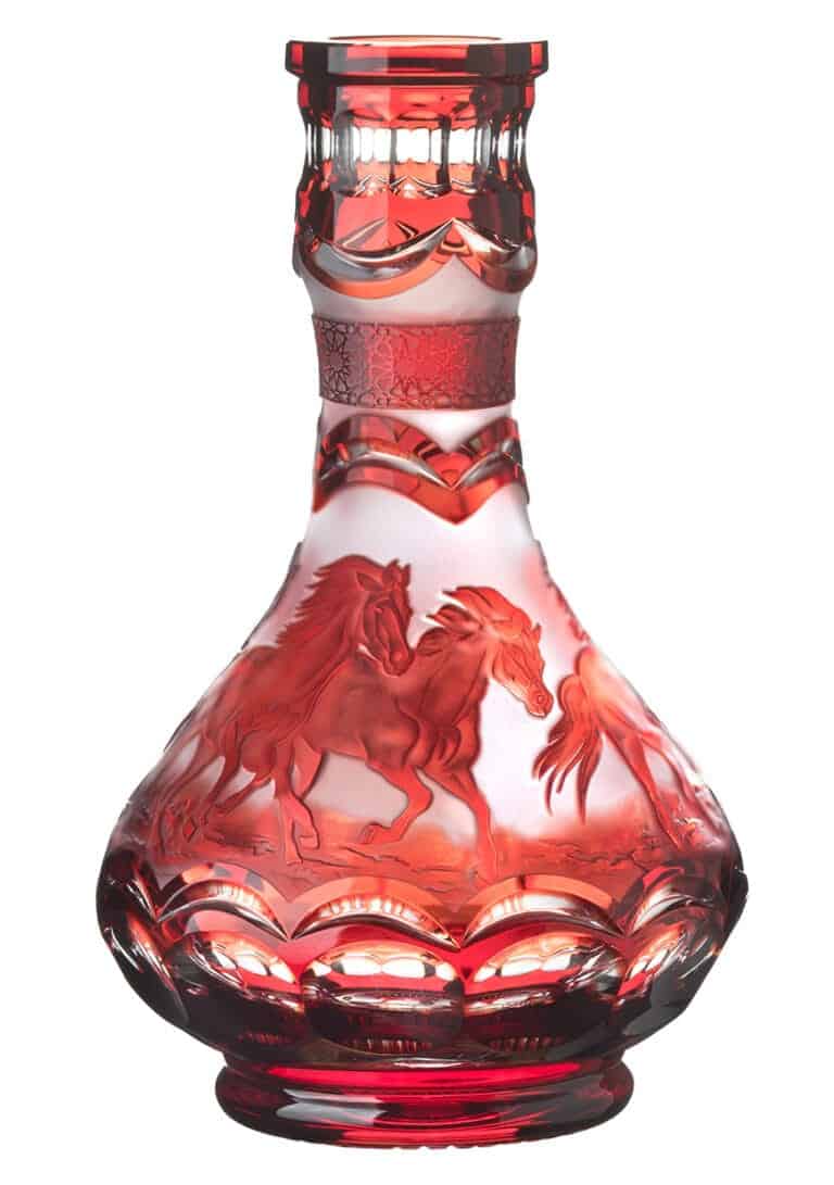 Caesar Crystal Bowl – Drop – Arabic Horses – Red