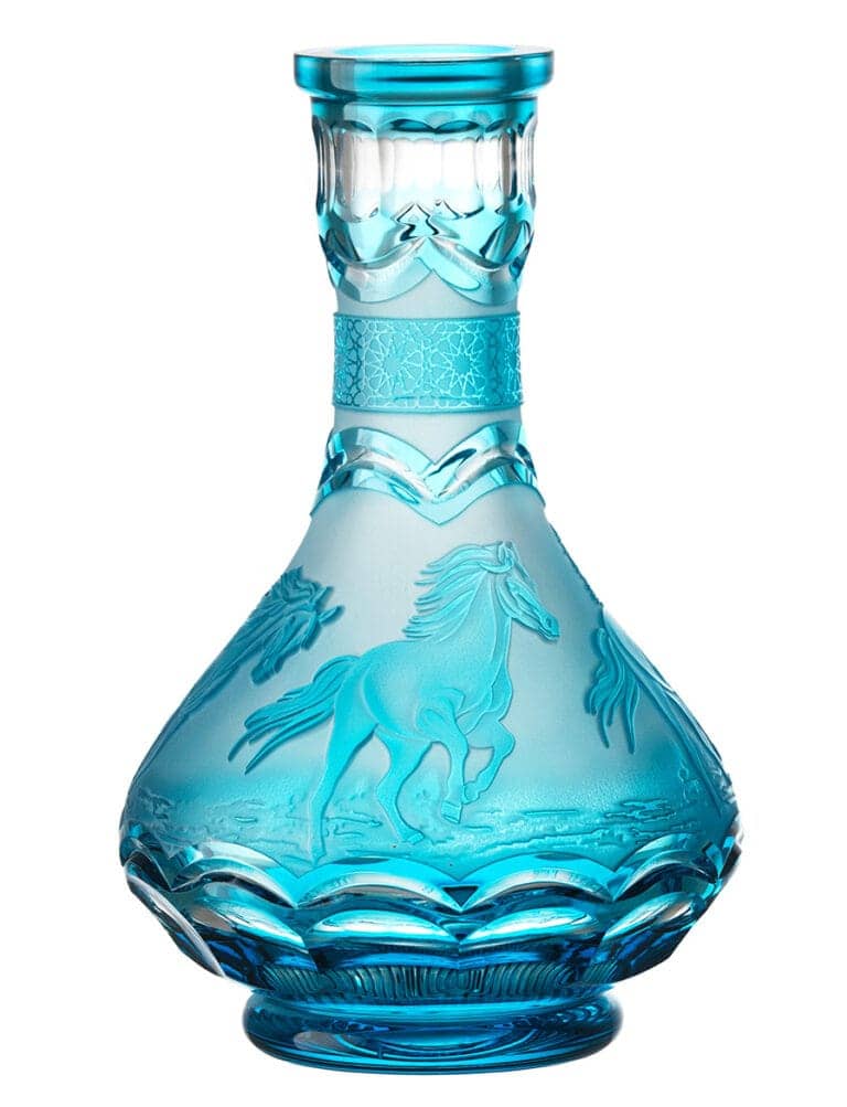 Caesar Crystal Bowl – Drop – Arabic Horses – Turquoise