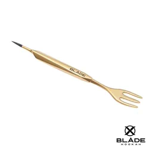 Tenedor para tabaco BLADE + perforadora – multiherramienta oro mate