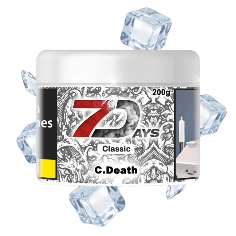 7 Days Classic C. Death 200g Shisha Tabak mit Ice-Geschmack – Dose mit schwebenden Eiswürfeln und Eissplittern