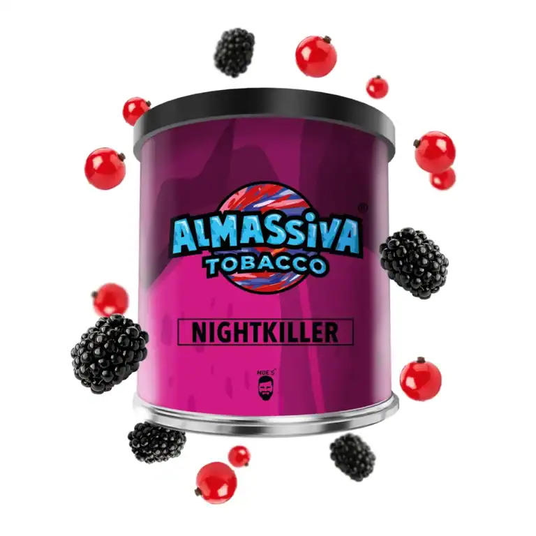 Al Massiva Nightkiller Shisha tobacco, 200g, with berry aroma. Perfect for aromatic and intense.