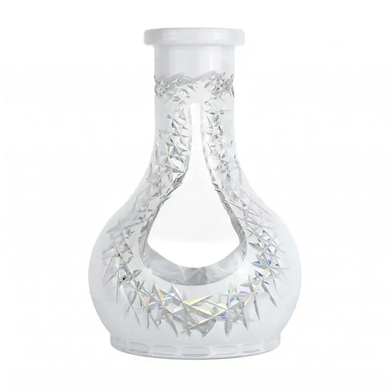 Weiße Mini Uovo Bright 2.0 Shisha Steckbowl mit Kristallmuster.