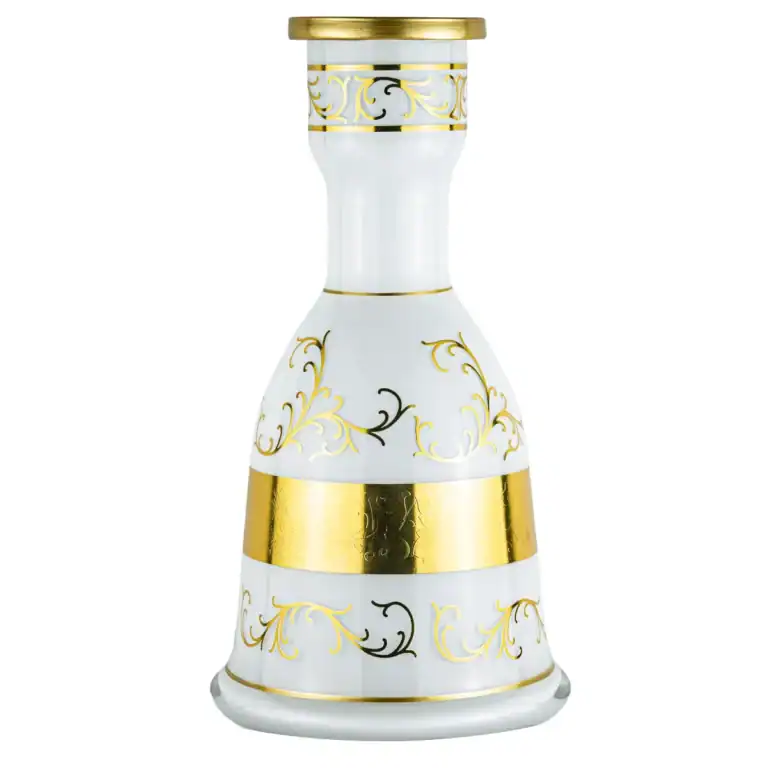 Elegante weiße Shisha Steckbowl mit goldenen Verzierungen für Hookah-Genuss.