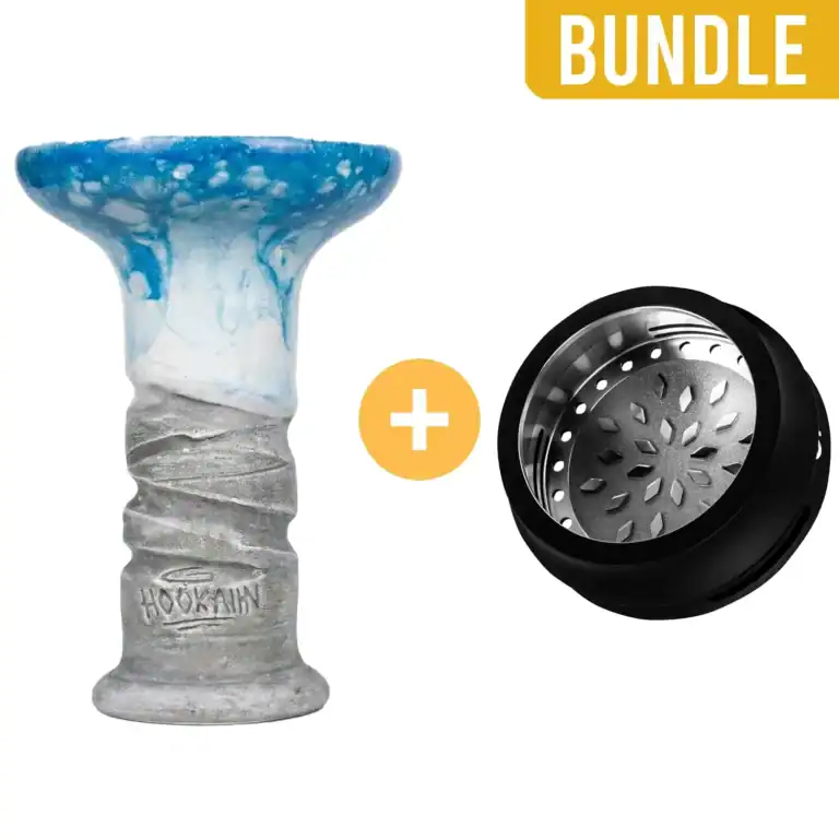 Hookain Lit Lip Sky Blue mit Onmo Black, Shisha-Zubehör im Bundle.