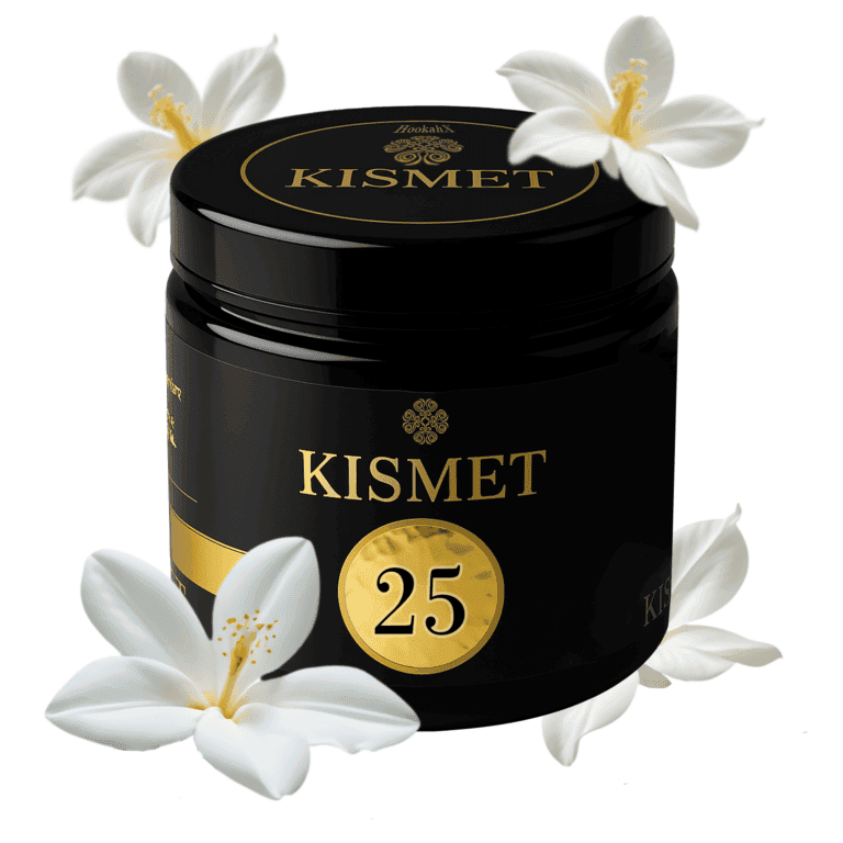 Kismet Black Jasmine #25 Darkblend Shisha Tabak in 200-g-Dose mit Jasminaroma, deutscher Burley-Tabak mit floraler, natürlicher Duftnote.
