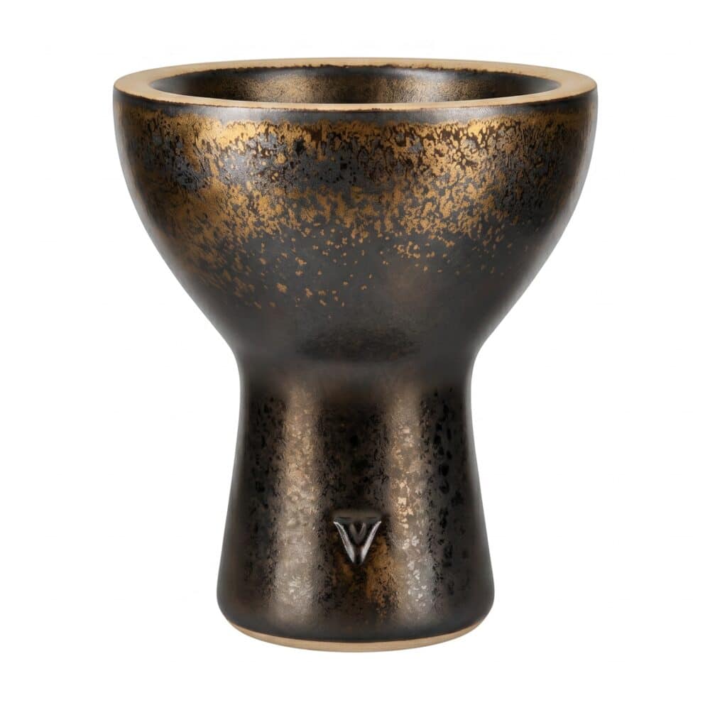 Eleganter schwarzer Kohleteller für Shisha mit goldenen Details, hochwertiges Design.