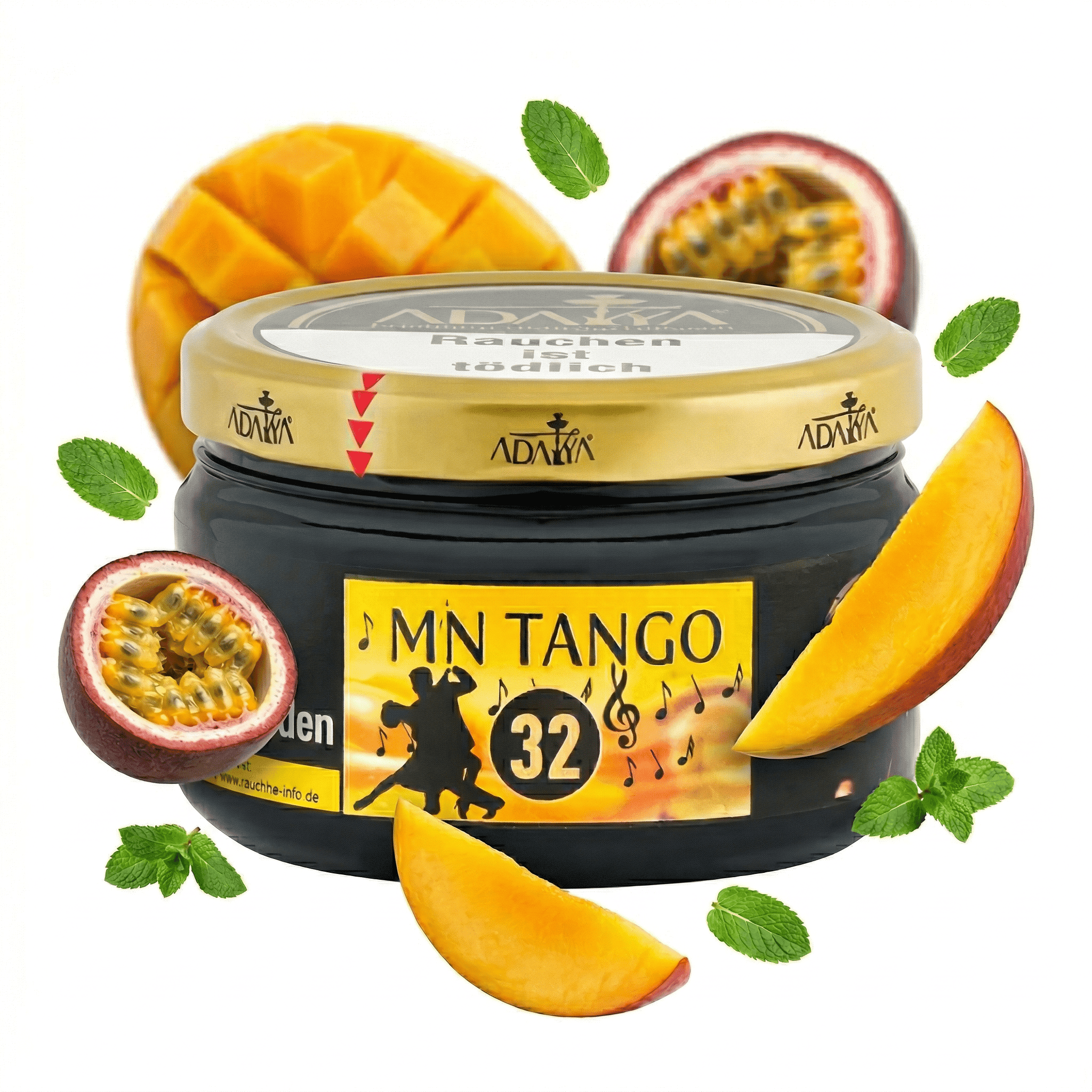 Mango & Passionsfrucht Shisha-Tabak mit frischen Früchten.