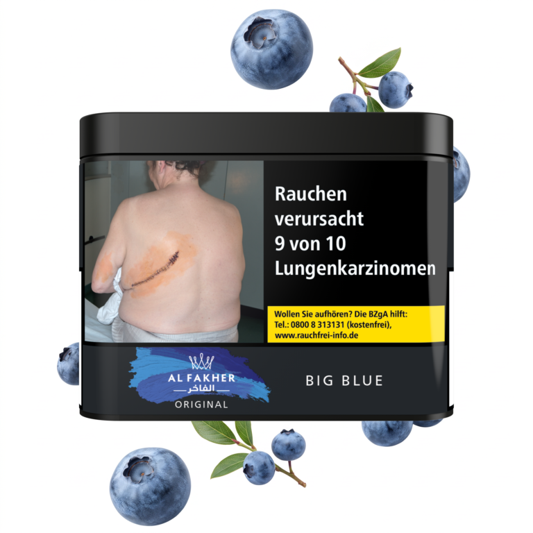 Al Fakher Big Blue 200g Shisha Tabak – Blaubeere Tabak: Dose mit schwebenden Blaubeeren