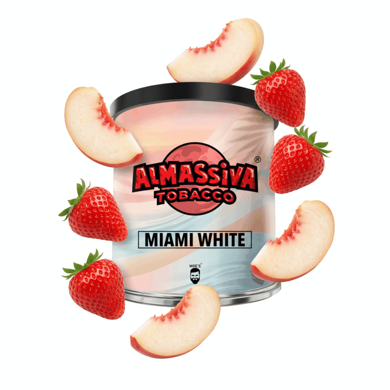 Al Massiva Miami White 200g Shisha Tabak – Erdbeere & Pfirsich: Dose mit Erdbeere und weißem Pfirsich