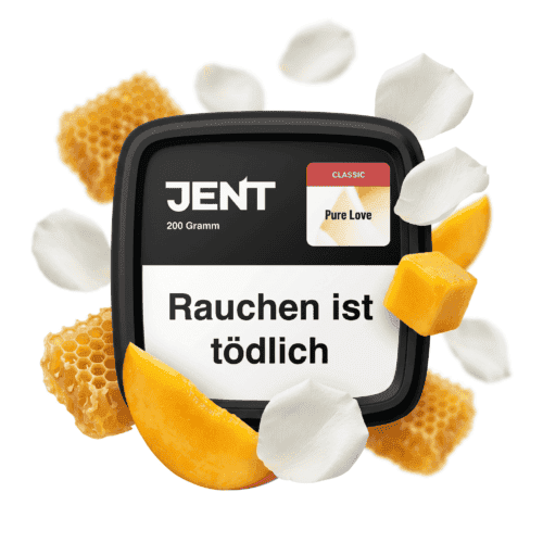 JENT Pure Love Shisha Tabak mit Warnhinweis "Rauchen ist tödlich".