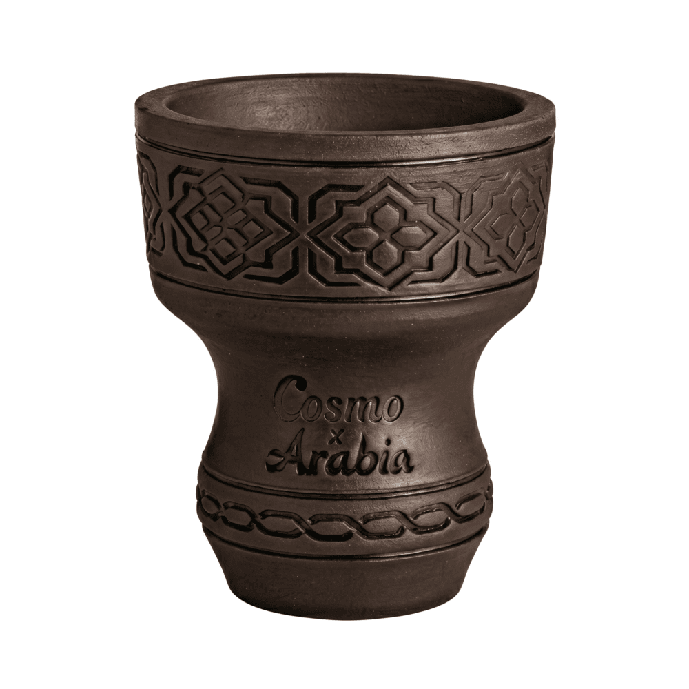 Cosmo Bowl Arabia von vorn, geometrisches Ornamentband am Kragen und Flechtband am Fuß
