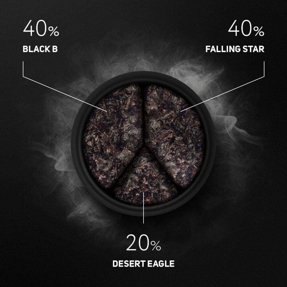 Darkside Core Black B Shisha Tabak, 100g, mit dunklem Tabak in einer Schale.