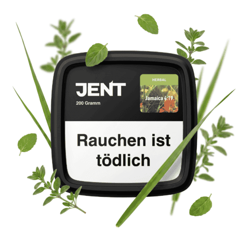 JENT Herbal Shisha Tabak mit Warnhinweis "Rauchen ist tödlich".
