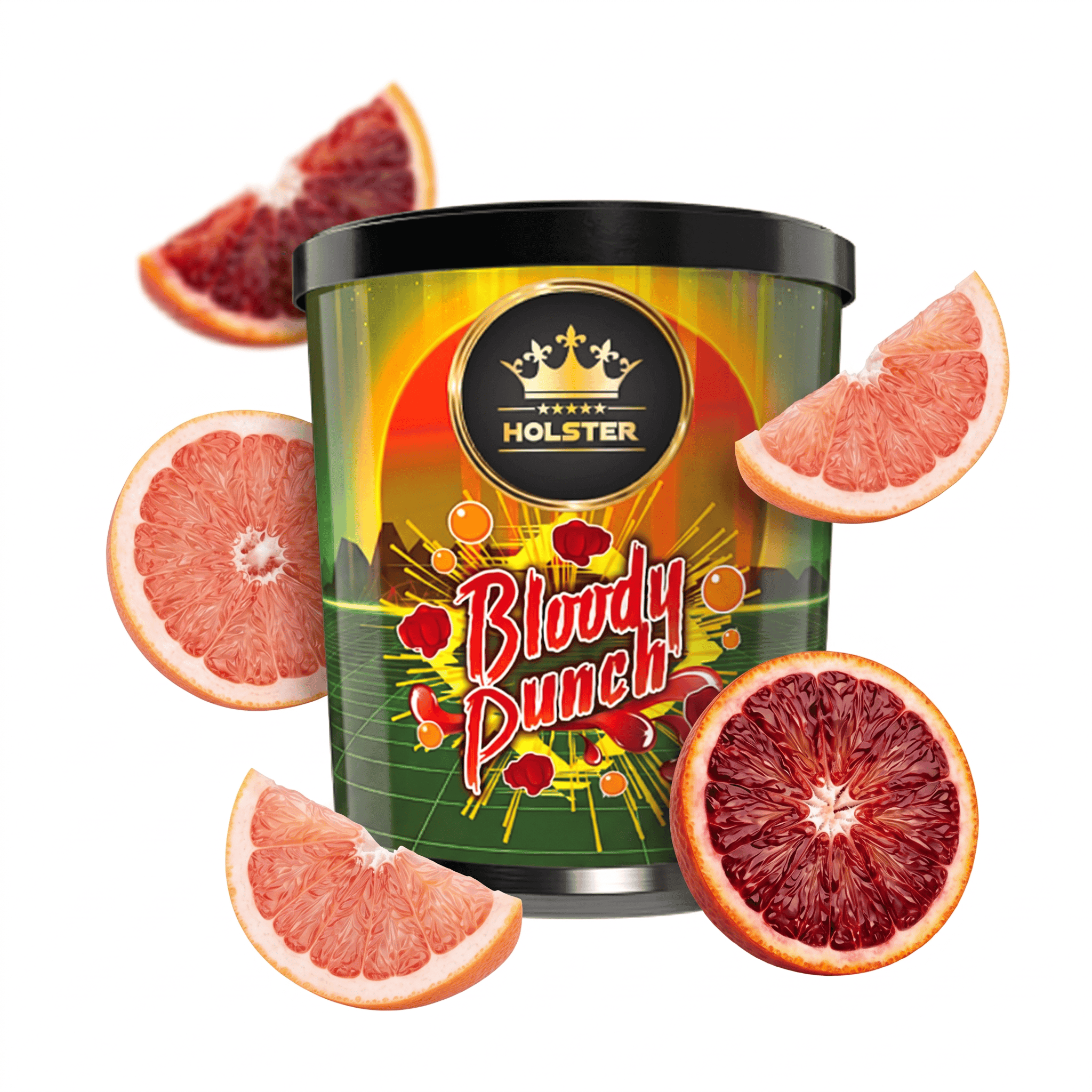 Blutiger Granatapfel Shisha Tabak mit Grapefruit- und Blutorangen-Optik.