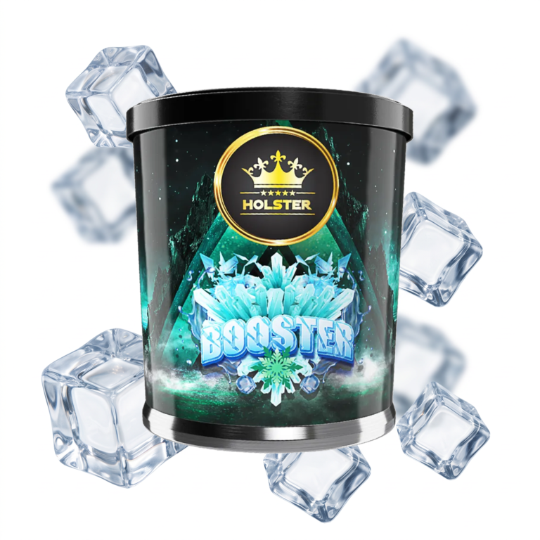 Holster Booster 200g Shisha Tabak – reines Ice Aroma: Dose mit schwebenden Eiswürfeln