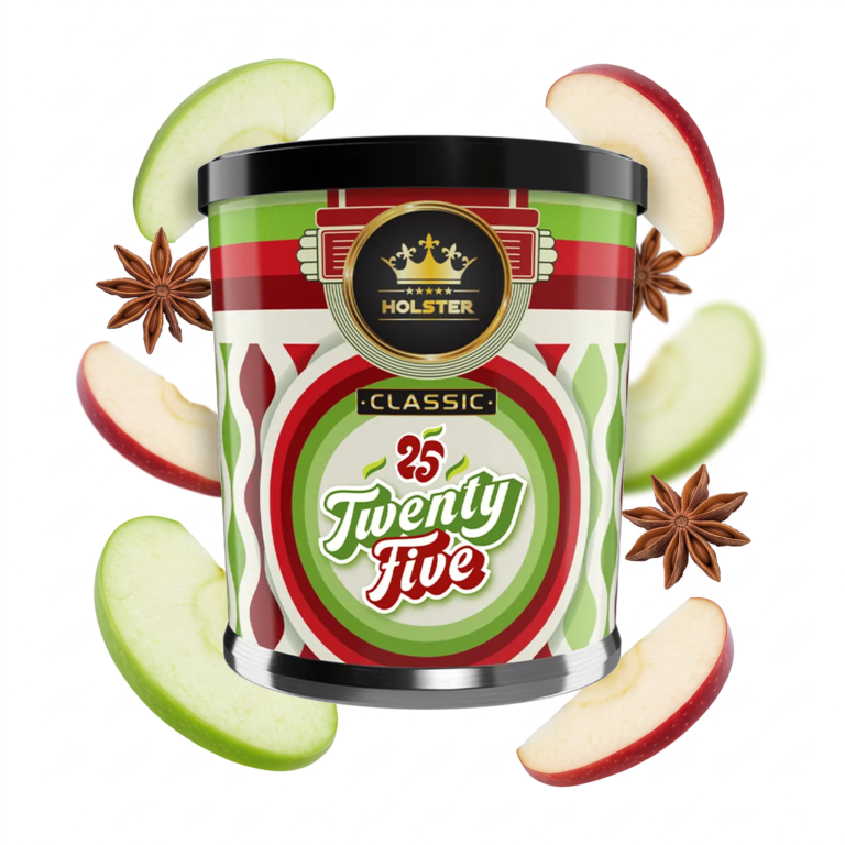 Holster Twenty Five 200g Shisha Tabak – Doppelapfel: Dose mit schwebenden Apfelscheiben und Sternanis