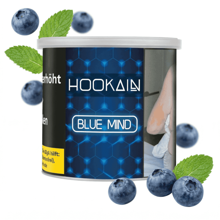 Hookain Blue Mind Berry Flavor Tobacco, Fresh Mint Leaves, Berries, Shisha Accessories.