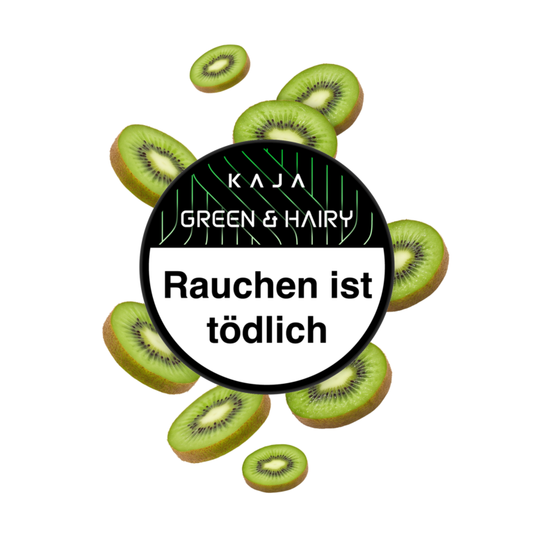 KAJA Green & Hairy 200g Shisha Tabak – Kiwi: Dose von oben mit Kiwischeiben