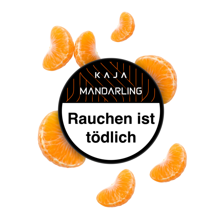 KAJA Mandarling 200g Shisha Tabak – Mandarine: Dose von oben mit Mandarinenspalten