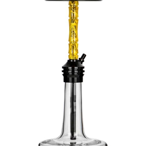 Moze Varity Lounge Black – Clear Bowl – Wavy Yellow Shisha