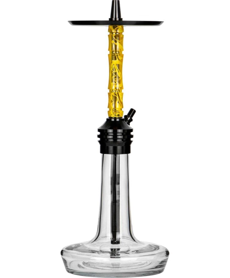 Moze Varity Lounge Black – Clear Bowl – Wavy Yellow Shisha