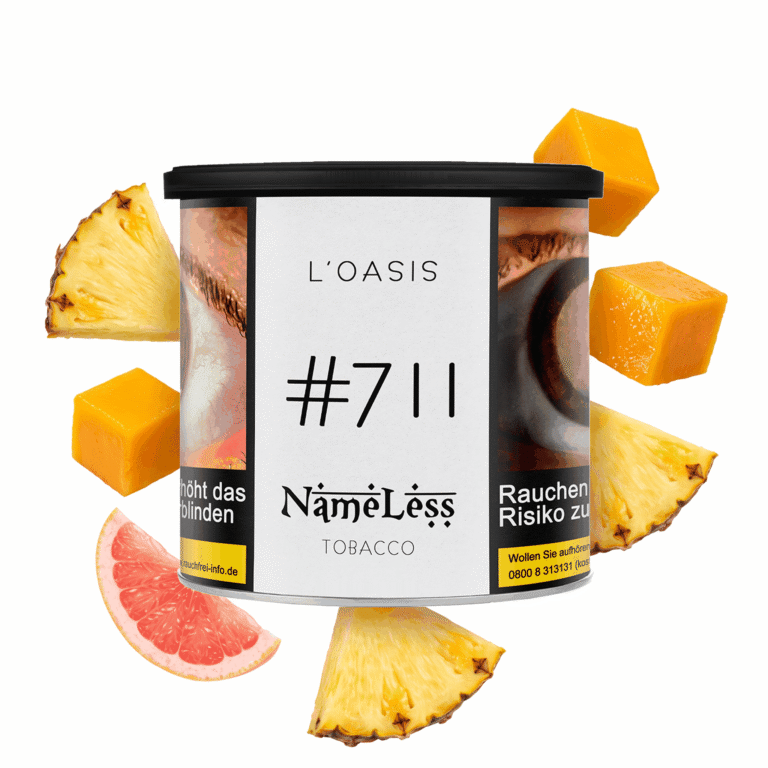 NameLess L'Oasis #711 200g Shisha Tabak – Ananas, Mango und Grapefruit: Dose mit Ananasspalten, Mangowürfeln und Grapefruitsegmenten
