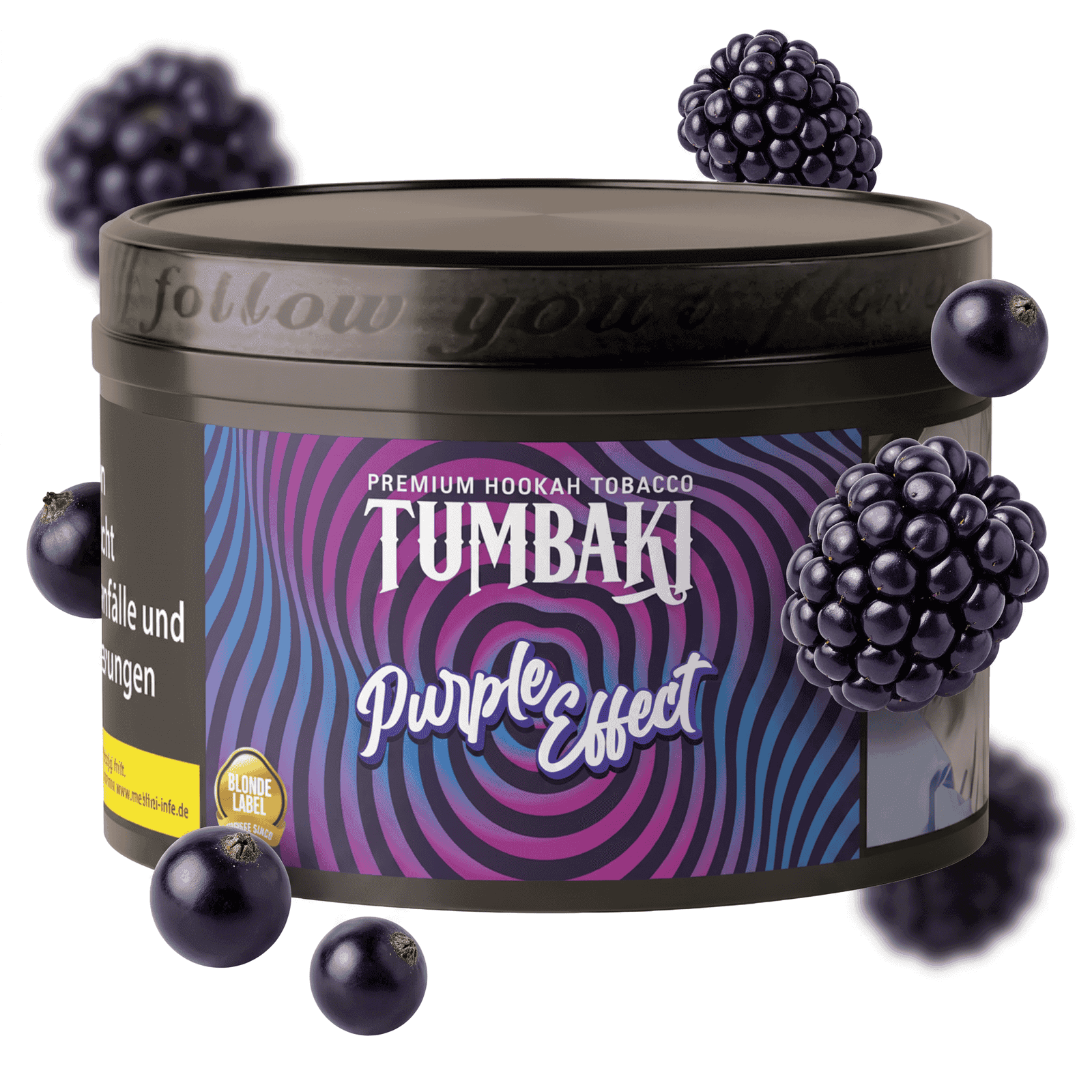 Shisha tabaco Tumbaki Purple Effect con frutos negros.
