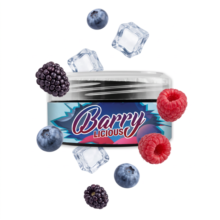 Vidavi Barrylicious 100g Shisha Tabak – Waldbeeren & Ice: 100-g-Dose mit Himbeere, Brombeere, Heidelbeere und Eiswürfeln