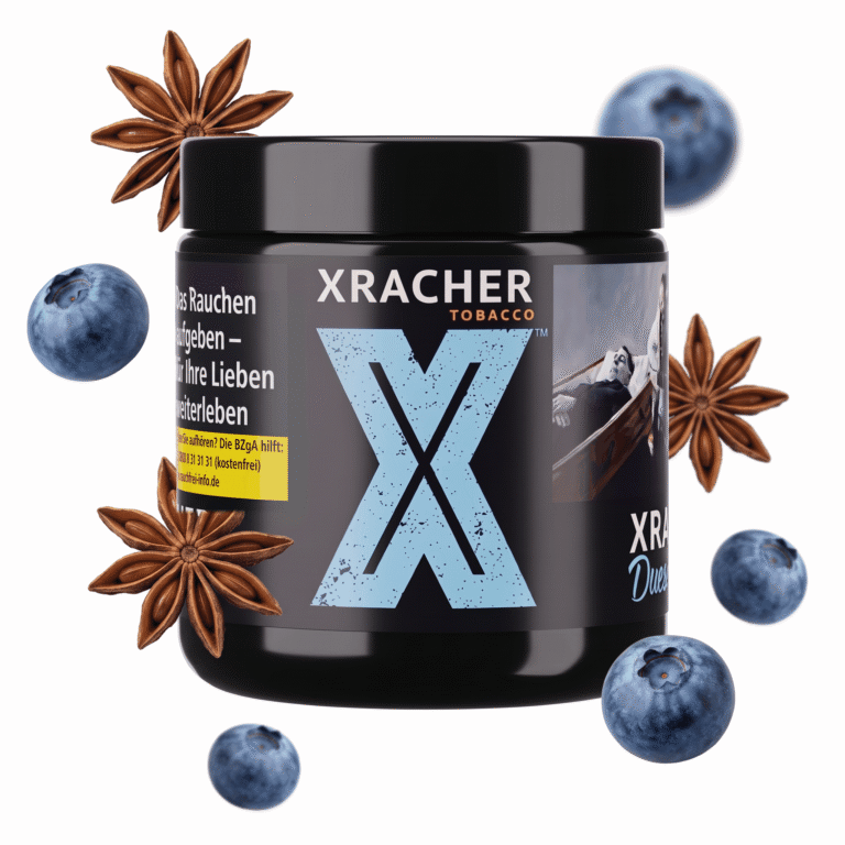 Xracher Duesenberg 200g Shisha Tabak mit Blaubeere, Waldbeere, Anis-Geschmack – Dose mit schwebenden Blaubeeren und Sternanis