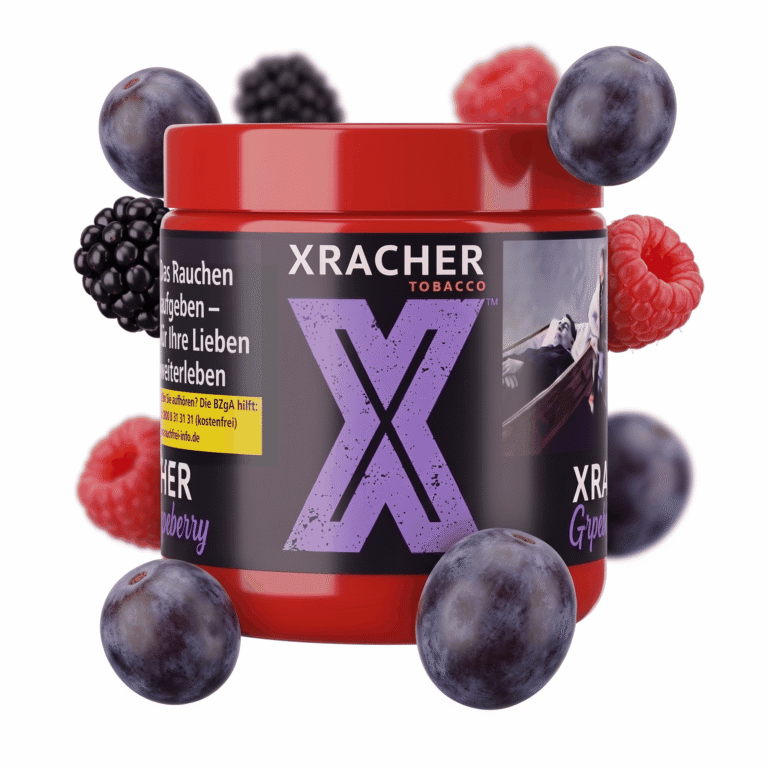 Xracher Grpebrry 200g Shisha Tabak mit Traube, Waldbeere-Geschmack – Dose mit schwebenden Trauben und Waldbeeren